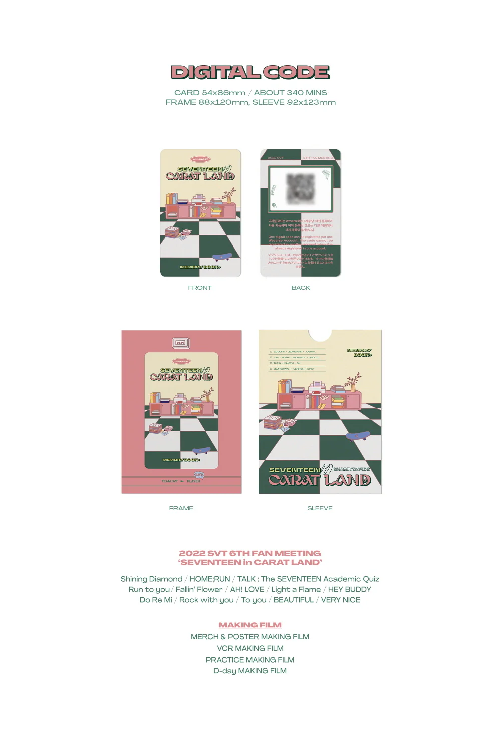 [2nd PREORDER] 2022 〈SEVENTEEN in CARAT LAND〉 MEMORY BOOK+DIGITAL CODE + WEVERSE POB - Image 4