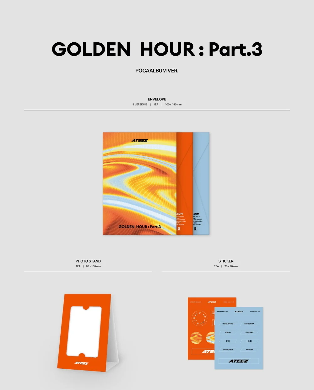 ATEEZ - 12th Mini Album GOLDEN HOUR : Part.3 [Pocaalbum Random ver.] - Image 2