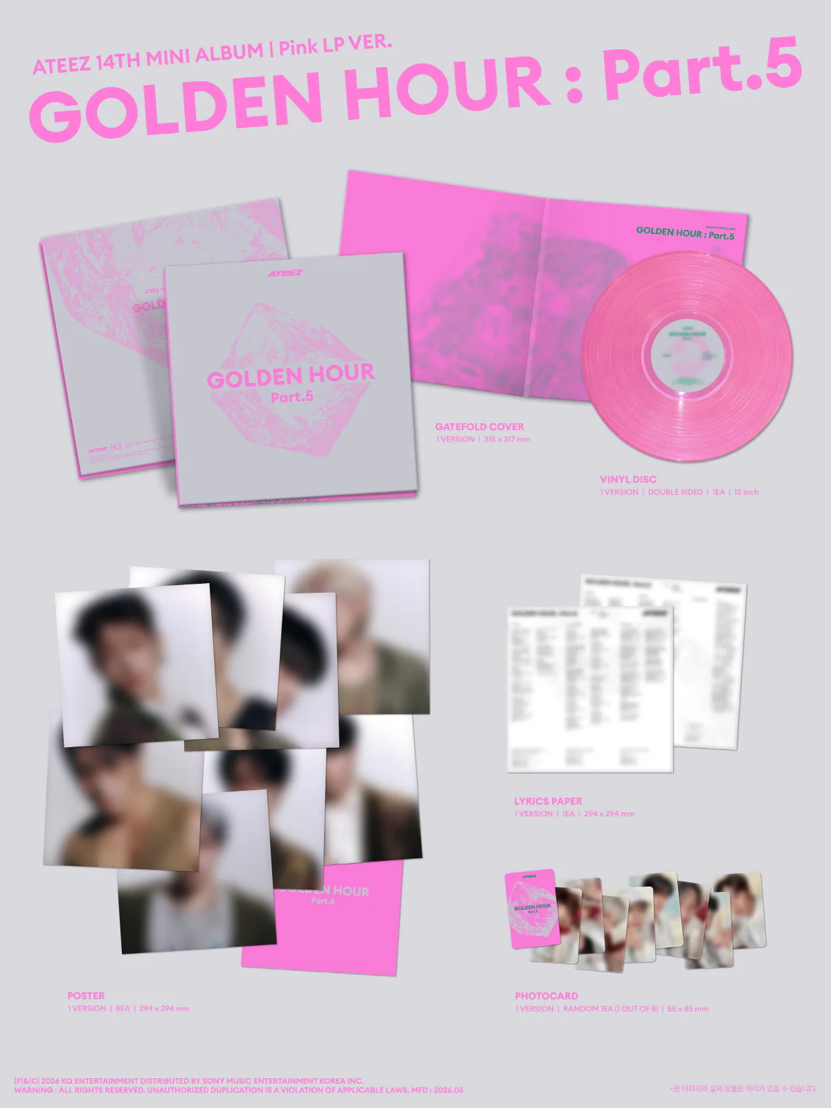 ATEEZ - GOLDEN HOUR : Part.5 [Pink LP VER.] - Image 2