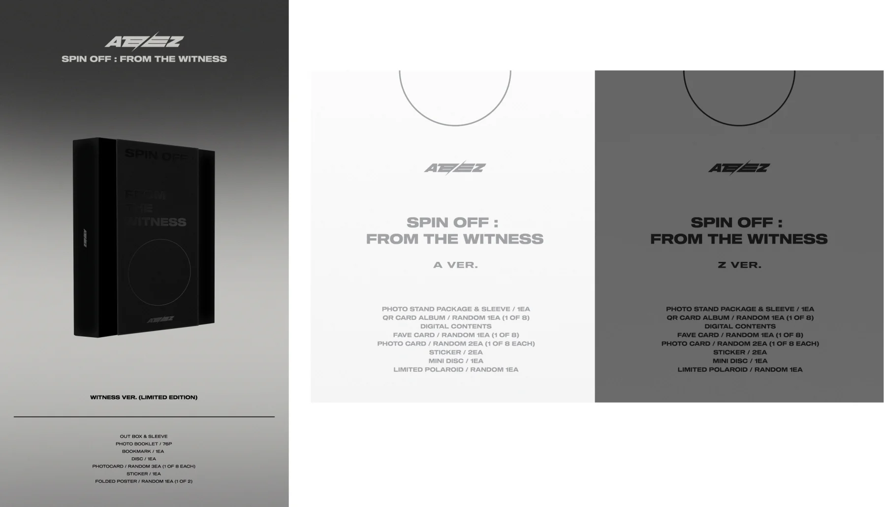 ATEEZ - SPIN OFF : FROM THE WITNESS [WITNESS VER + 2 POCA Album SET] 3Album+Free Gift - Image 2