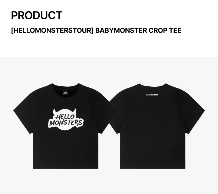 BABYMONSTER HELLO MONSTERS TOUR Official MD - CROP TEE - Image 2
