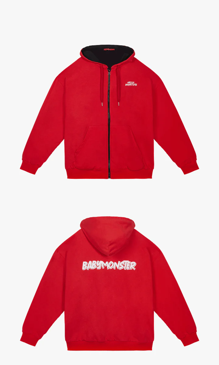 BABYMONSTER HELLO MONSTERS TOUR Official MD - REVERSIBLE LOGO ZIP-UP HOODIE - Image 3