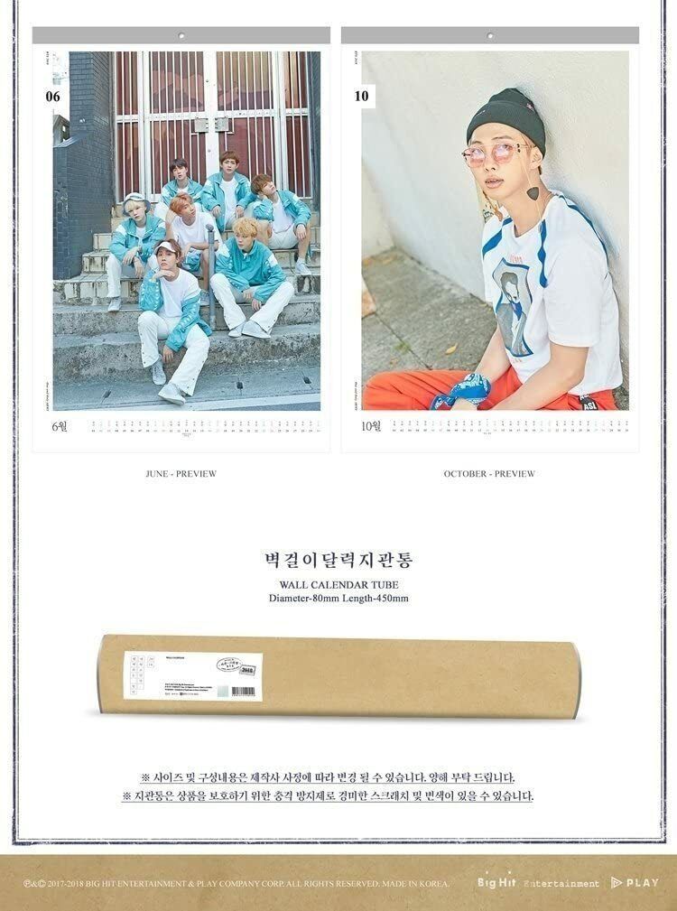 BTS 2018 Official Wall Calendar + Tube Case [Limited Edition] - Image 3