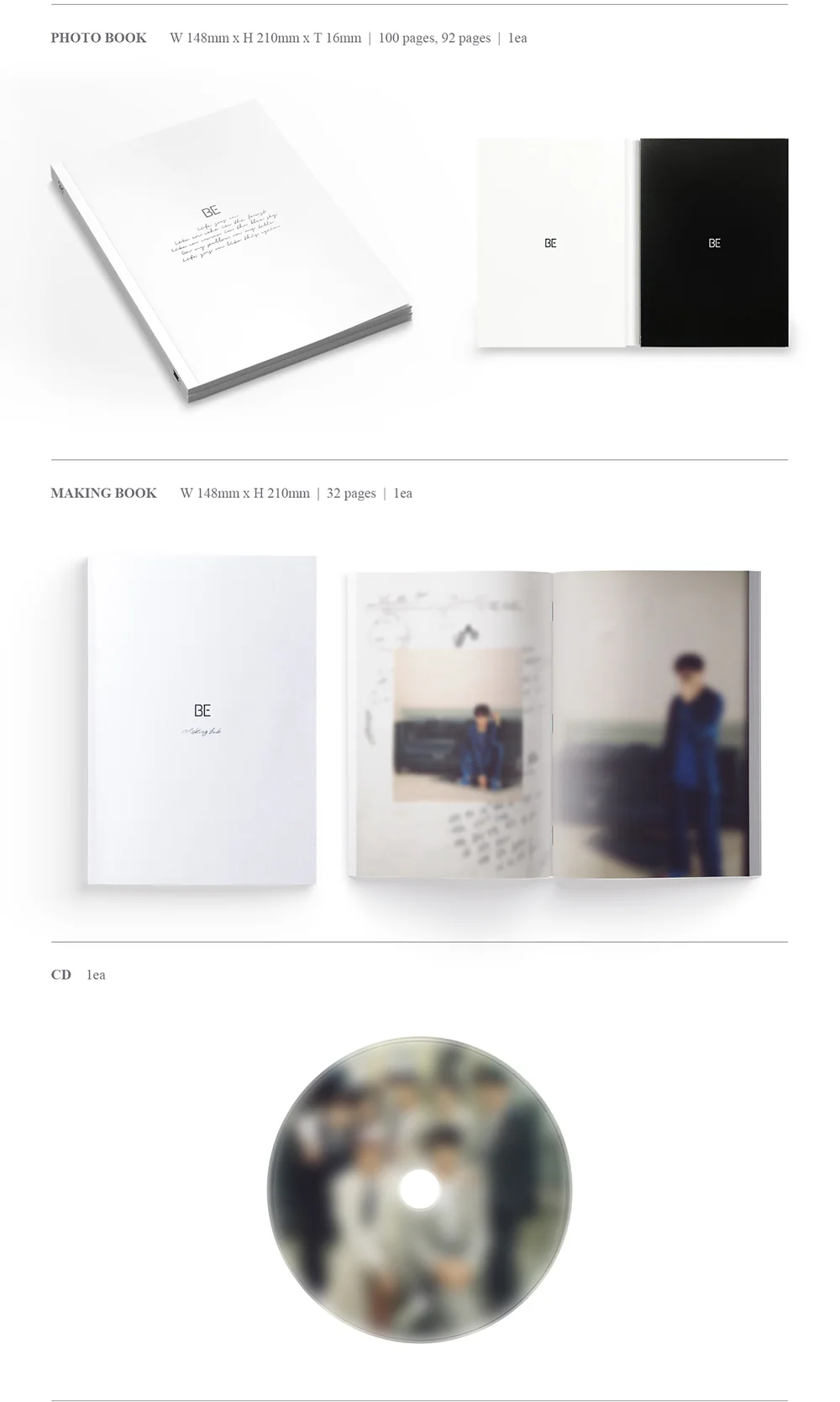 BTS - BE [Deluxe Edition] Full Package Album+Extra Hologram Photocards Set - Image 3