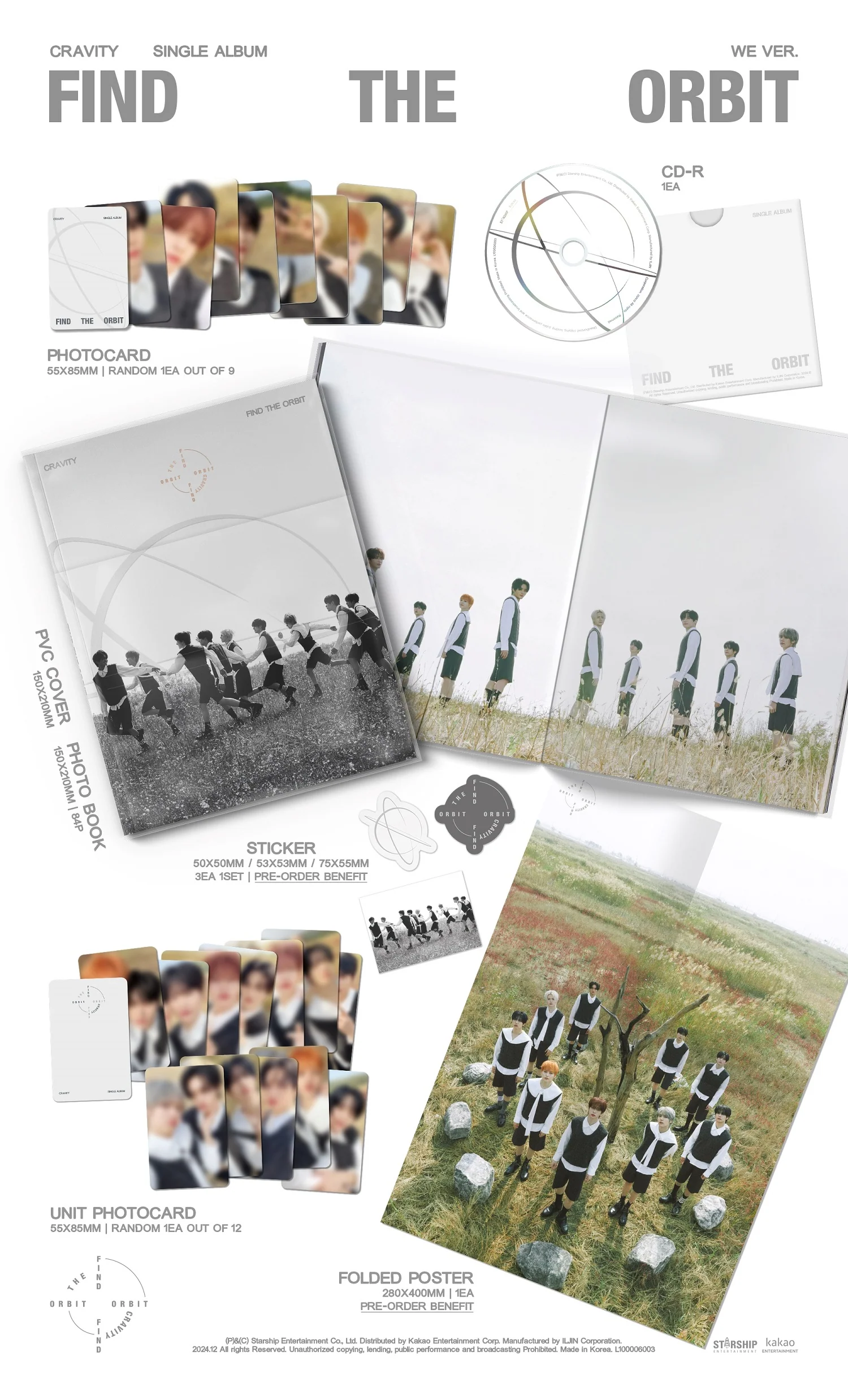 Cravity - 1st Single Album Find The Orbit Standard WE version CD+Pre-Order Gift - Image 2