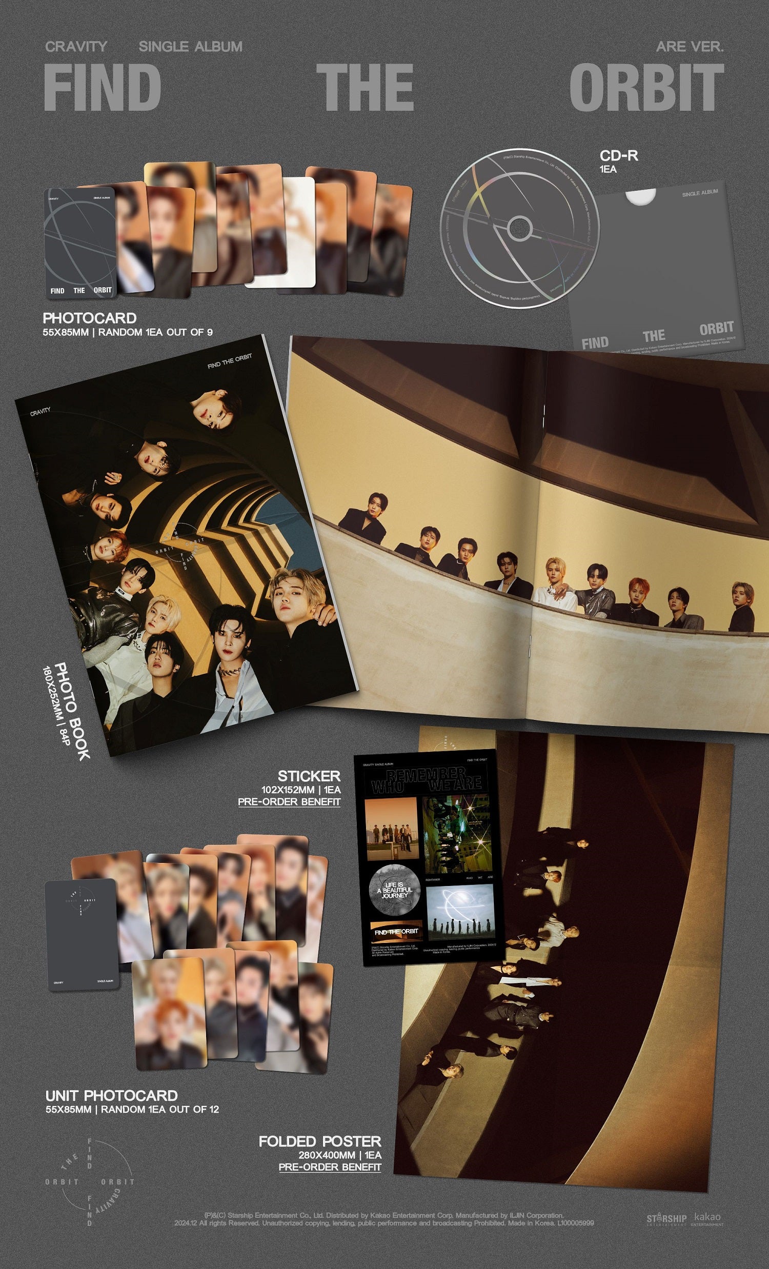 Cravity - 1st Single Album Find The Orbit Standard Who & Are version CD+Pre-Order Gift+Extra Photocards Set - Image 3