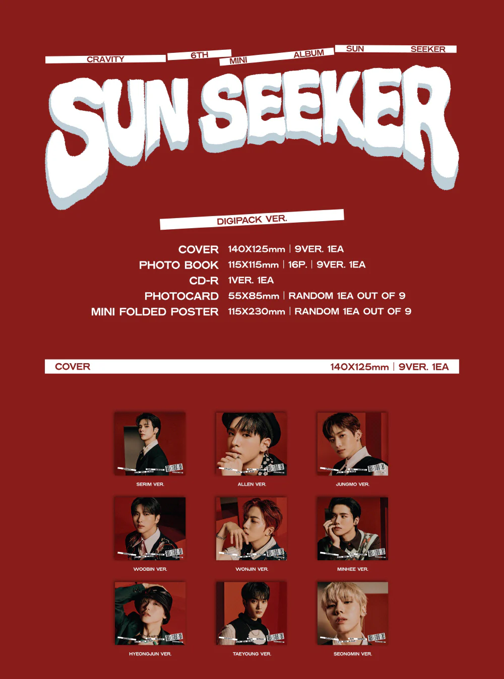 CRAVITY - 6th Mini Album SUN SEEKER [DIGIPACK VER.] - Image 2