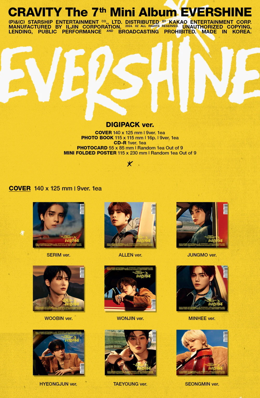 CRAVITY - 7th Mini Album EVERSHINE Digipack version CD - Image 2