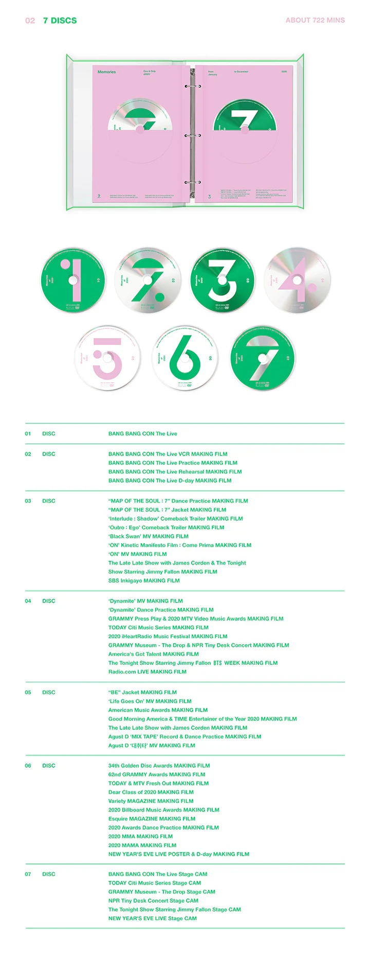 [REISSUE] BTS Memories of 2020 DVD+Extra Photocard Set - Image 3