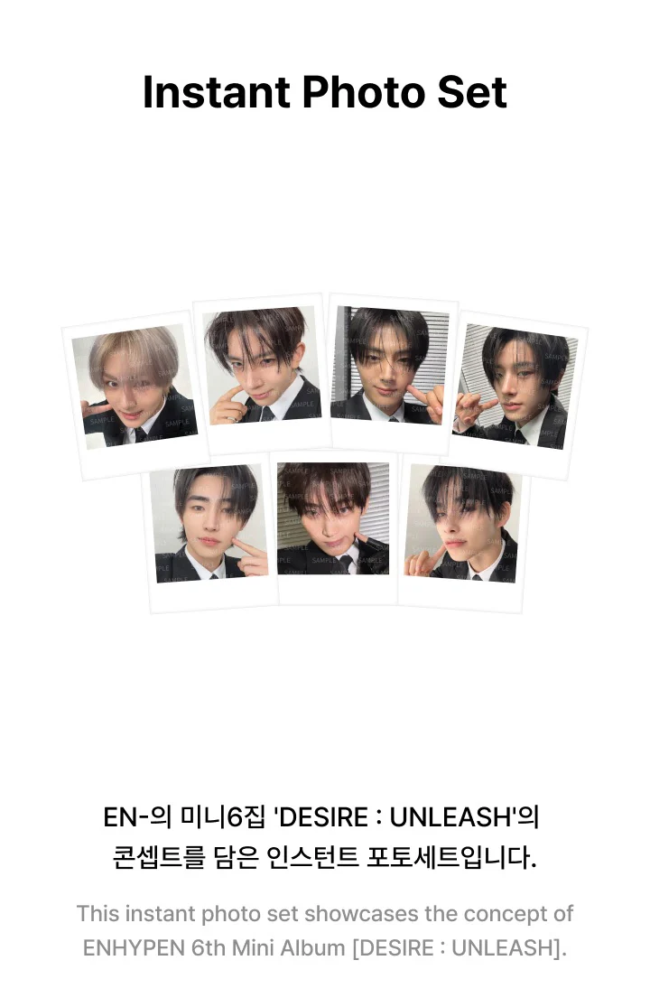 ENHYPEN 6th Mini Album DESIRE : UNLEASH Official MD - Instant Photo Set - Image 2