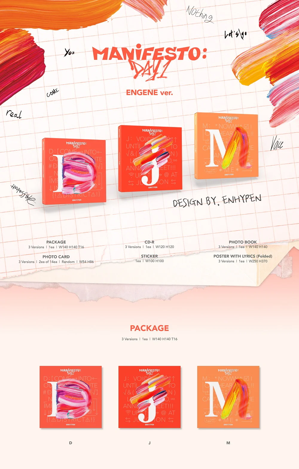 ENHYPEN - MANIFESTO : DAY 1 ENGENE VERSION CD + Extra Photocards Set - Image 2