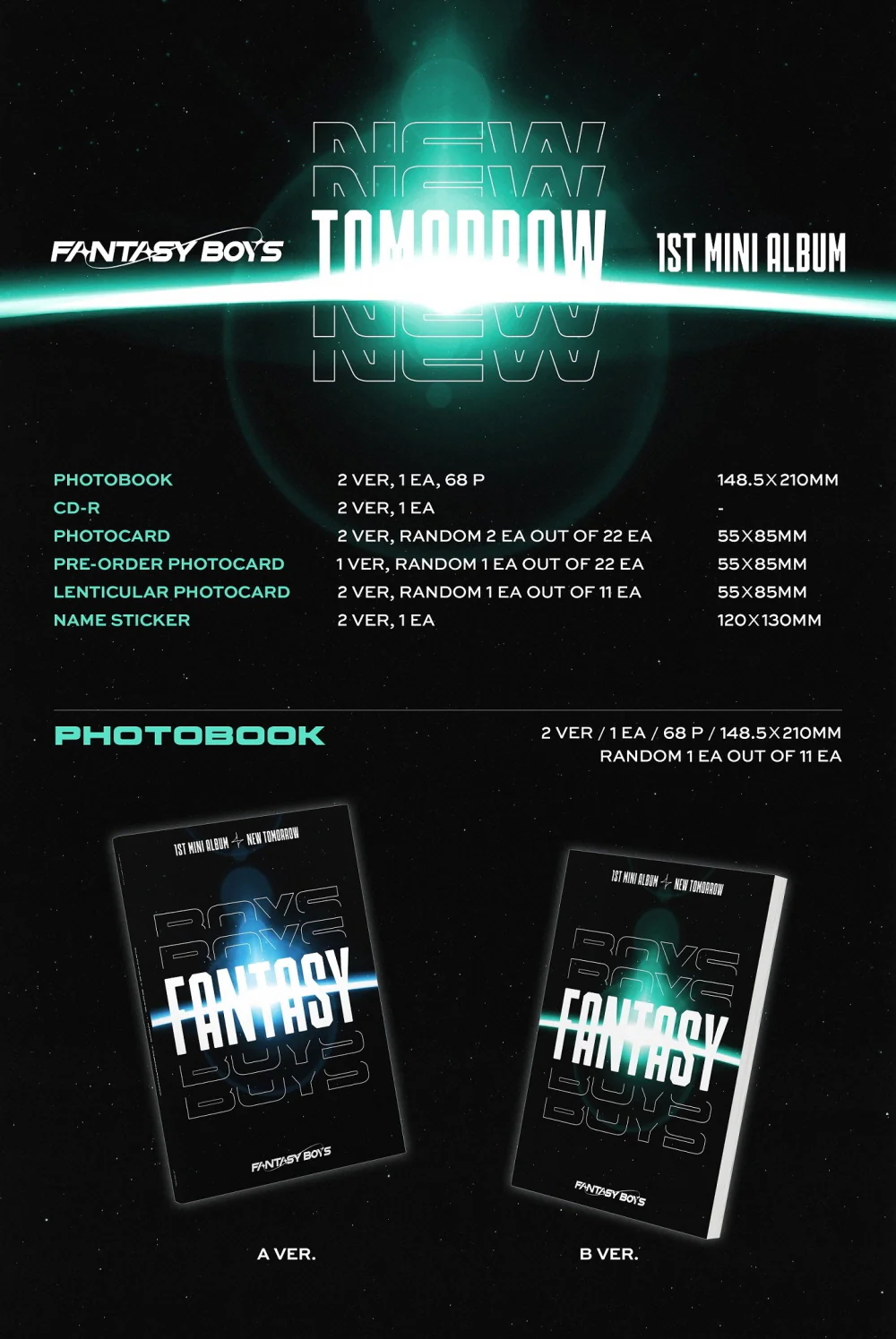 FANTASY BOYS - 1st Mini Album New Tomorrow CD+Pre-Order Benefit - Image 2