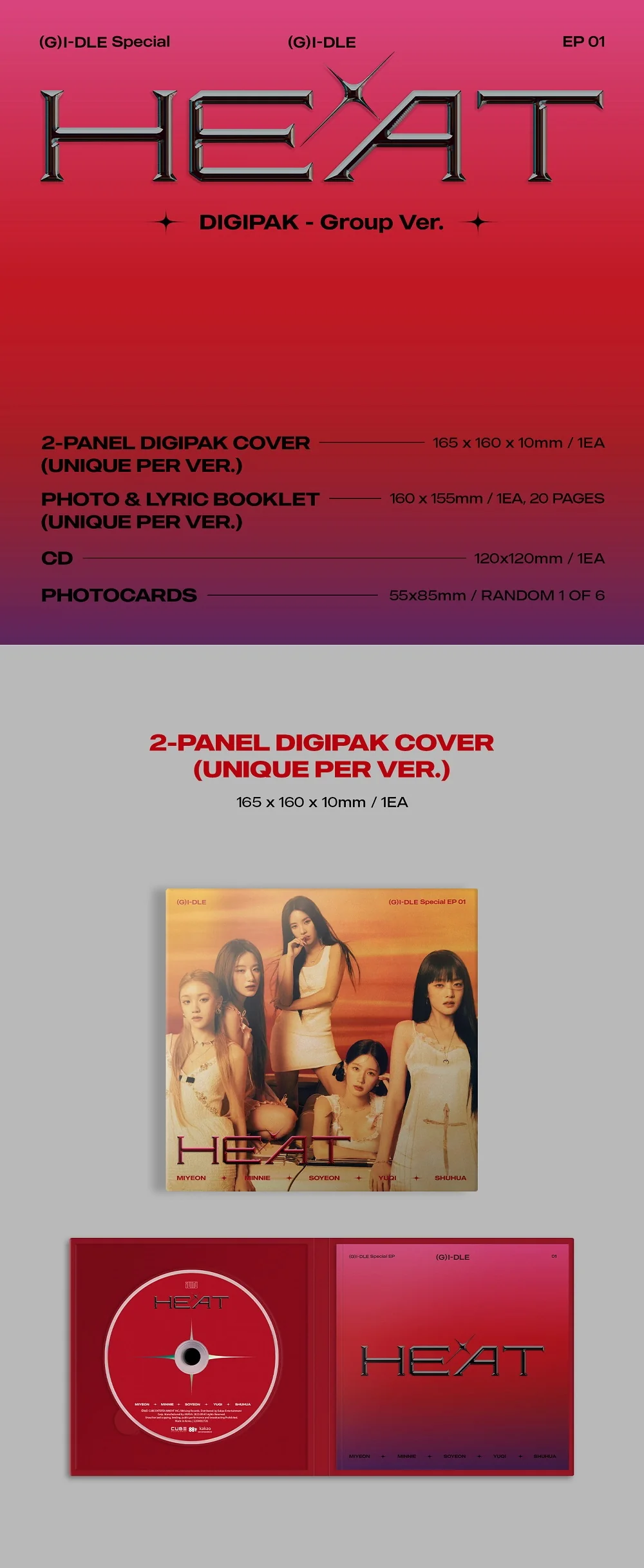 (G)I-DLE - Special Album HEAT Digipack - Group version CD+Free Gift - Image 2