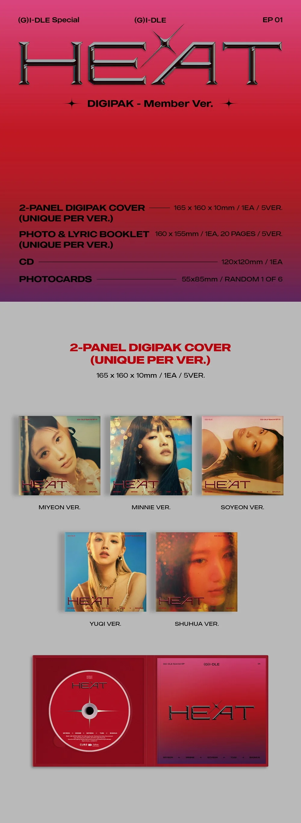 (G)I-DLE - Special Album HEAT Digipack - Member version CD+Free Gift - Image 2