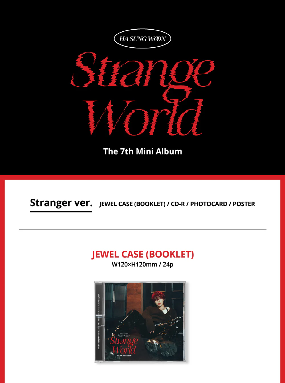 HA SUNG WOON - 7th Mini Album Strange World [Jewel Case] (Stranger ver.) CD+Folded Poster - Image 2