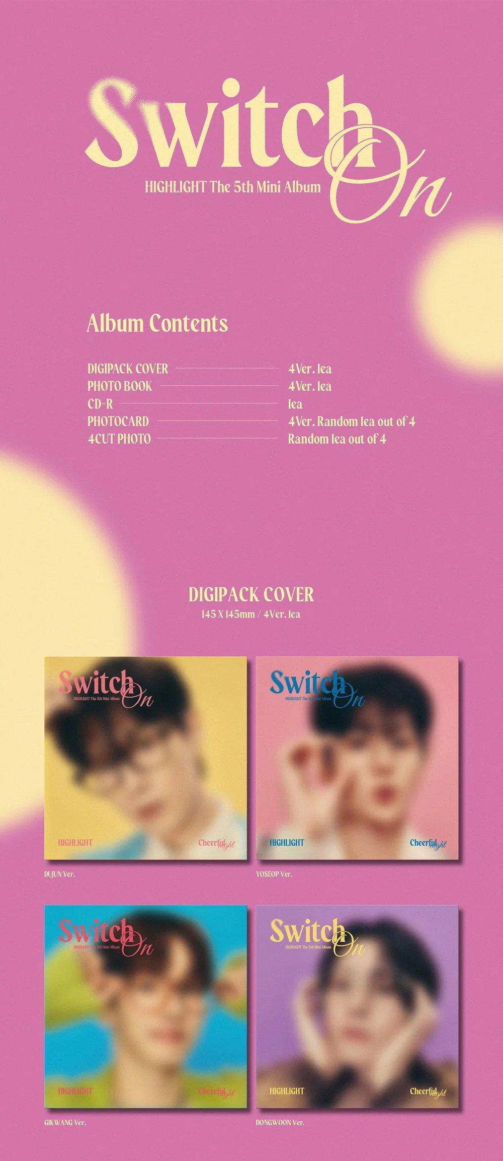 HIGHLIGHT - 5th Mini Album Switch On Digipack version CD - Image 2