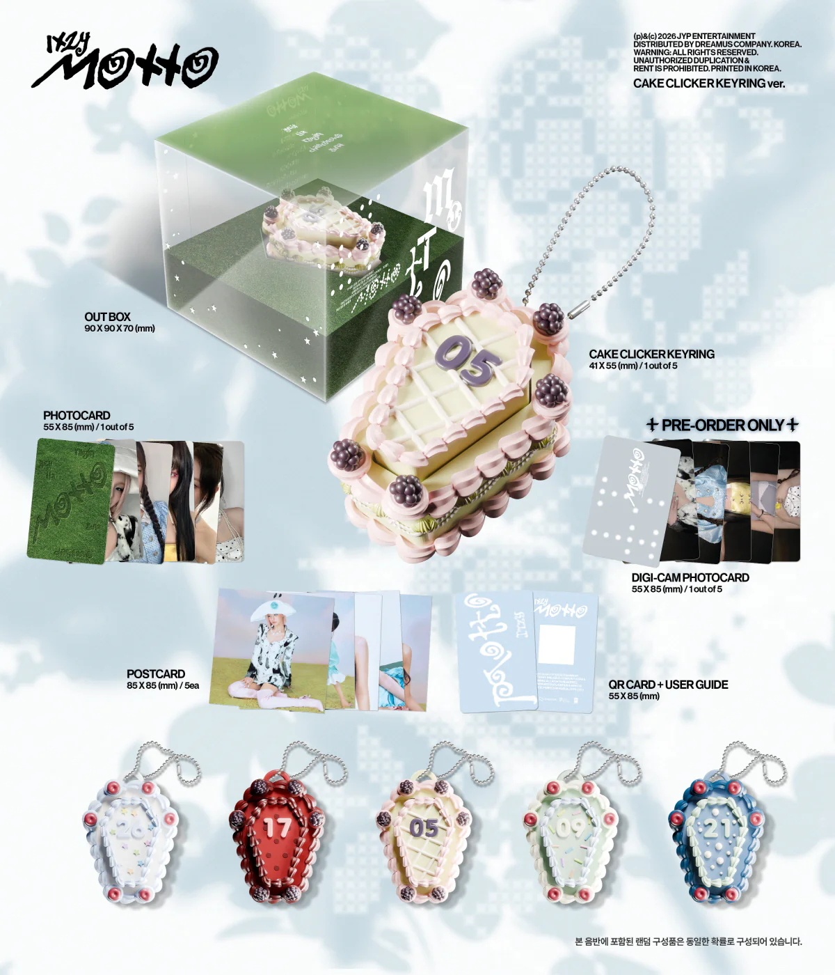 ITZY - Motto [CAKE CLICKER KEYRING Ver.] 12th Mini Album+Pre-Order Gift - Image 2