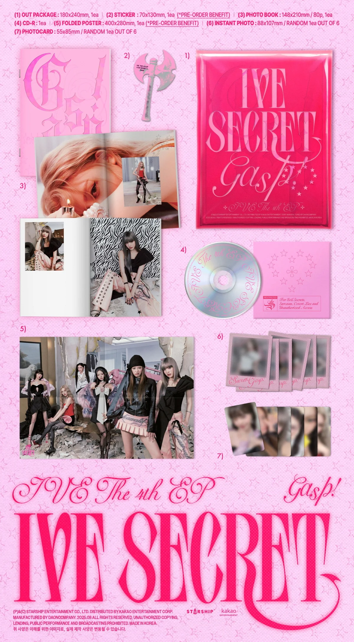 Ive - 4th EP Ive Secret Standard Edition CD+Pre-Order Benefit+Extra Photocards Set - Image 4