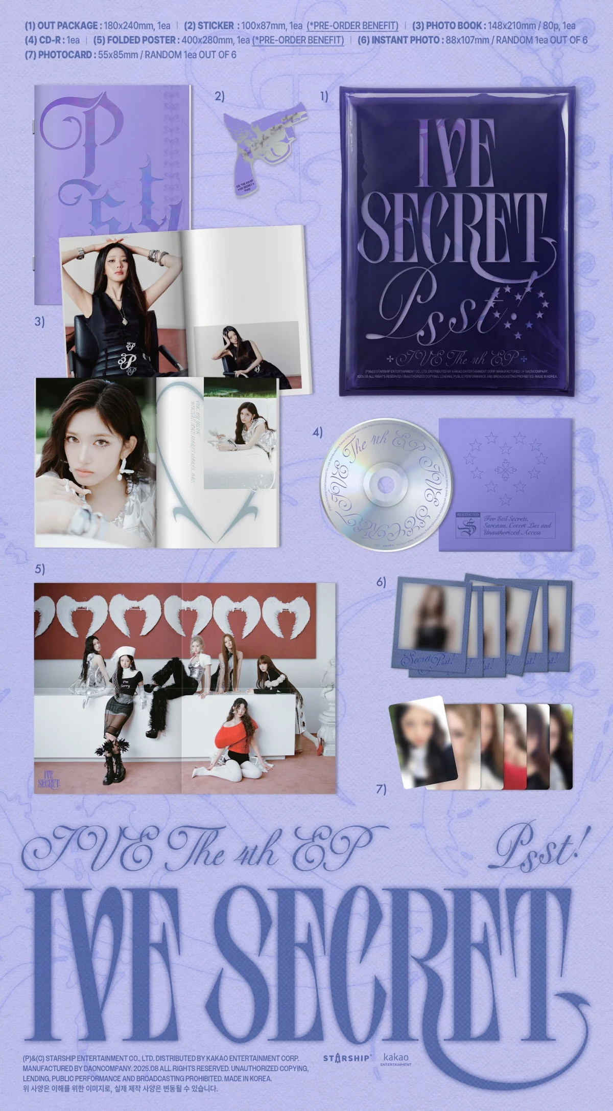 Ive - 4th EP Ive Secret Standard Edition CD+Pre-Order Benefit+Extra Photocards Set - Image 5
