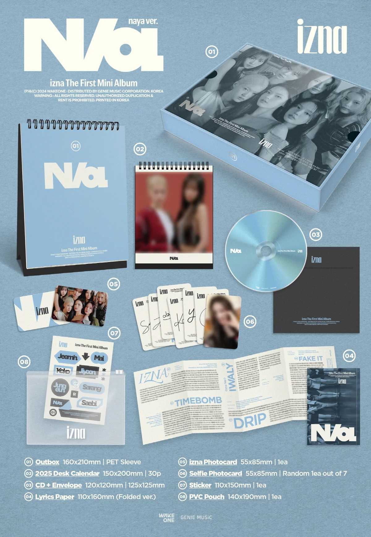 izna - 1st Mini Album N/a Naya (2025 Calendar) version CD - Image 2