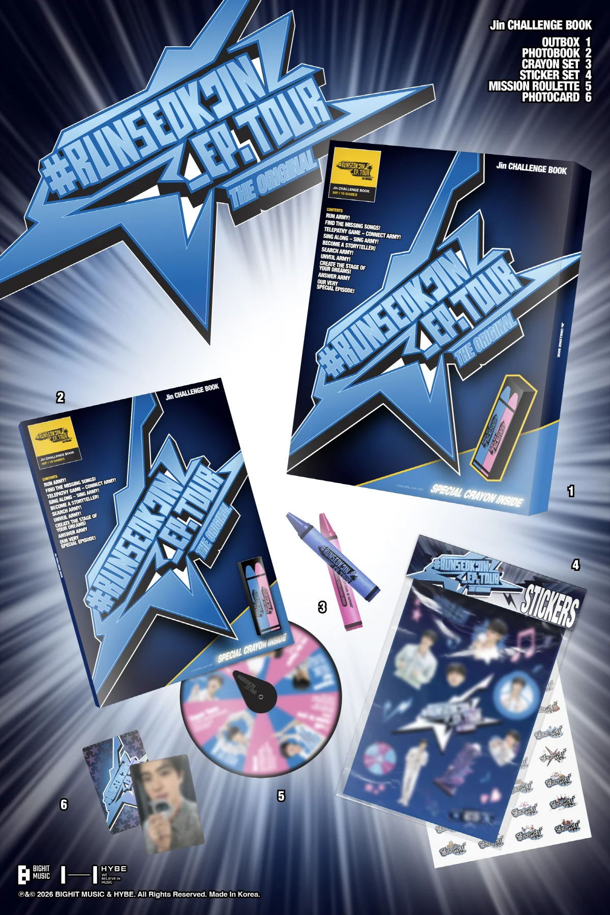 Jin #RUNSEOKJIN EP.TOUR in GOYANG The Original + CHALLENGE BOOK Set - Image 2