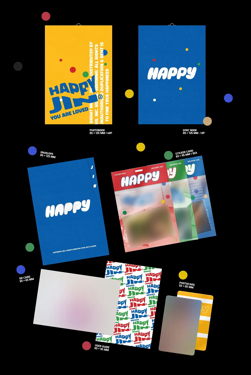 Jin BTS - Vol.1 Happy Weverse Albums version+Extra Photocards Set - Image 3