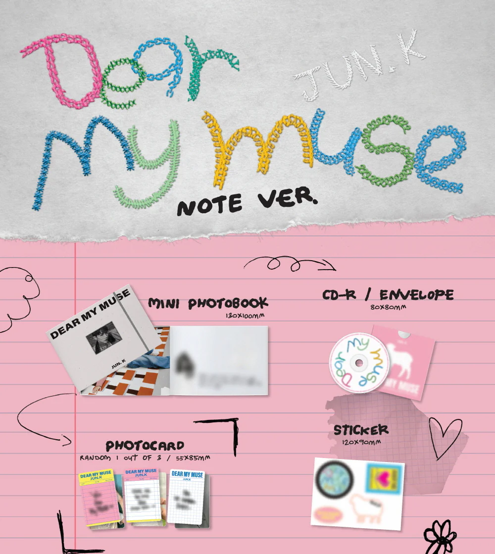 Jun.K - 4th Mini Album Dear my muse Digipack Note version CD+Pre-Order Gift - Image 2