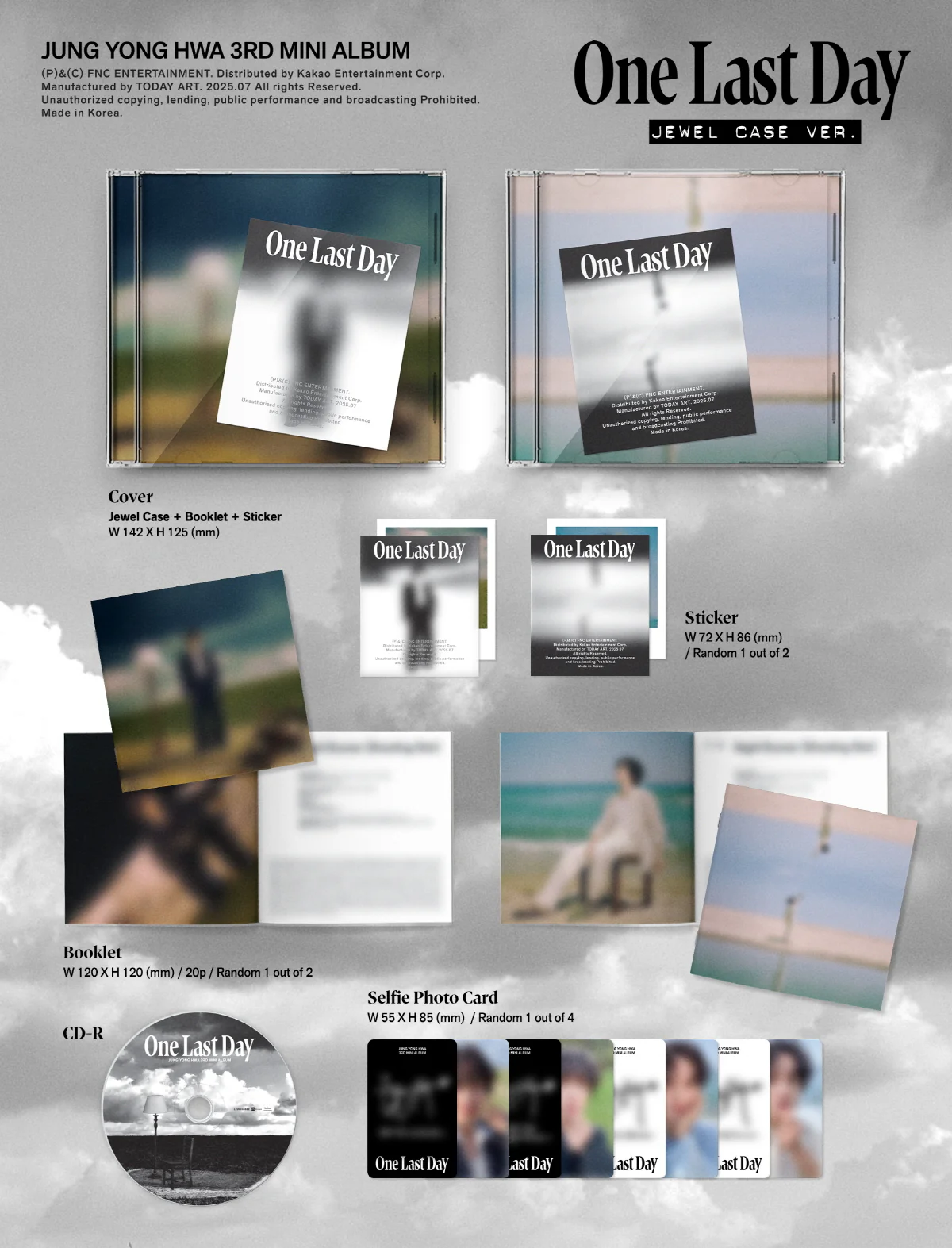 JUNG YONG HWA - 3rd Mini Album One Last Day [JEWEL CASE] Random Cover - Image 2