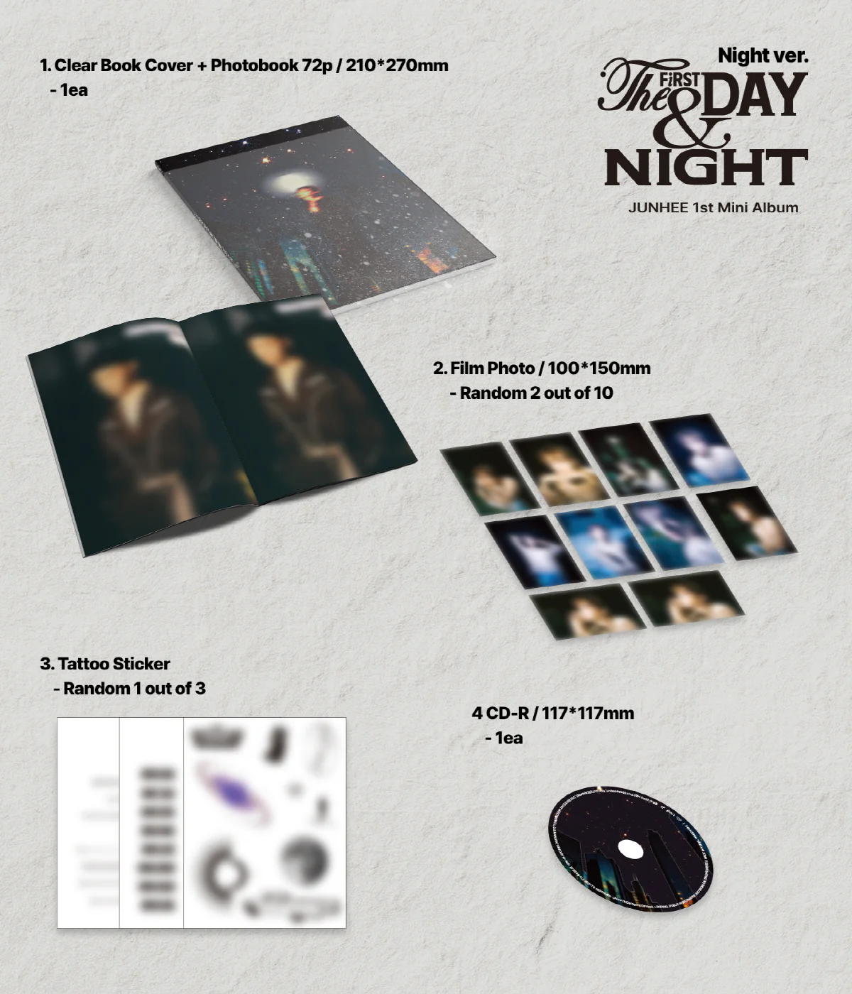 JUNHEE - 1st Mini Album The First Day & Night - Image 2