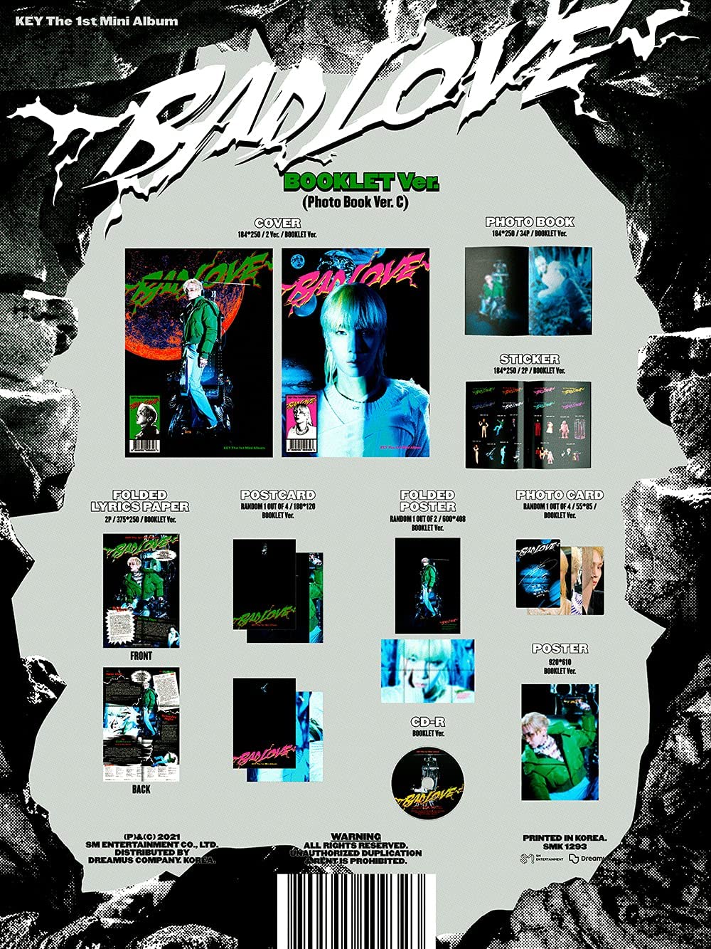 KEY SHINee - BAD LOVE (1st Mini Album) Album+Extra Photocards Set - Image 2