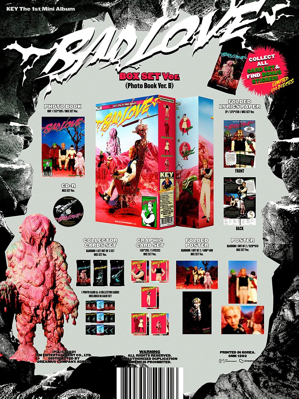 KEY SHINee - BAD LOVE (1st Mini Album) Album+Extra Photocards Set - Image 4