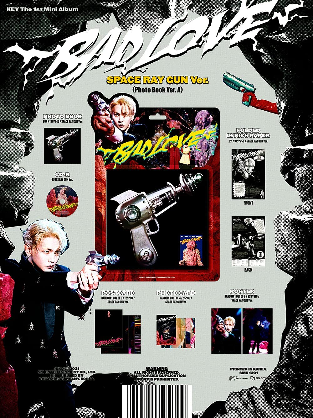 KEY SHINee - BAD LOVE (1st Mini Album) Album+Extra Photocards Set - Image 8