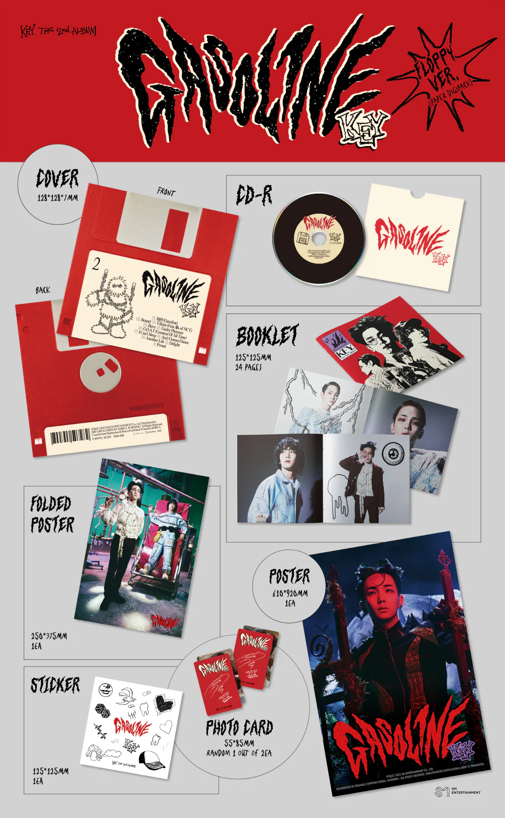 KEY SHINee - Vol.2 Gasoline [Floppy Ver.] Album (CD Only, No Poster) - Image 2