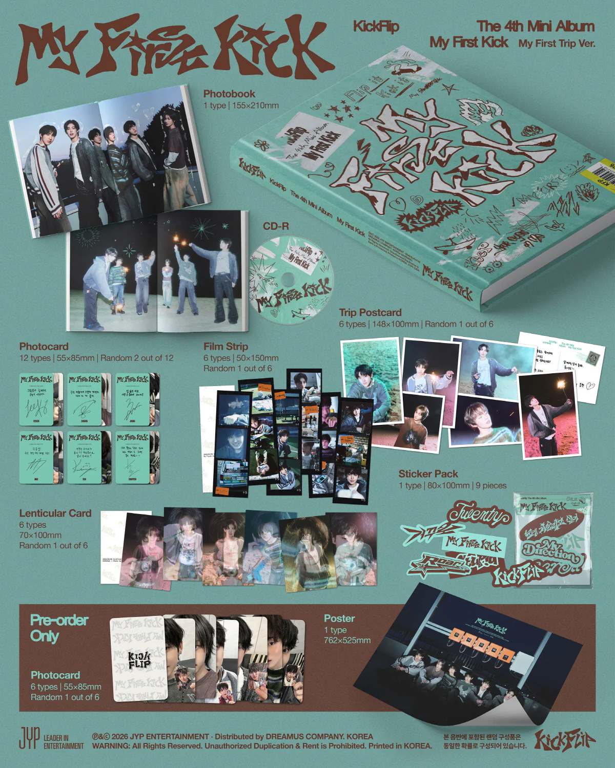 KickFlip - My First Kick [My First Trip ver.] 4th Mini Album+P.O Gift+Folded Poster - Image 2