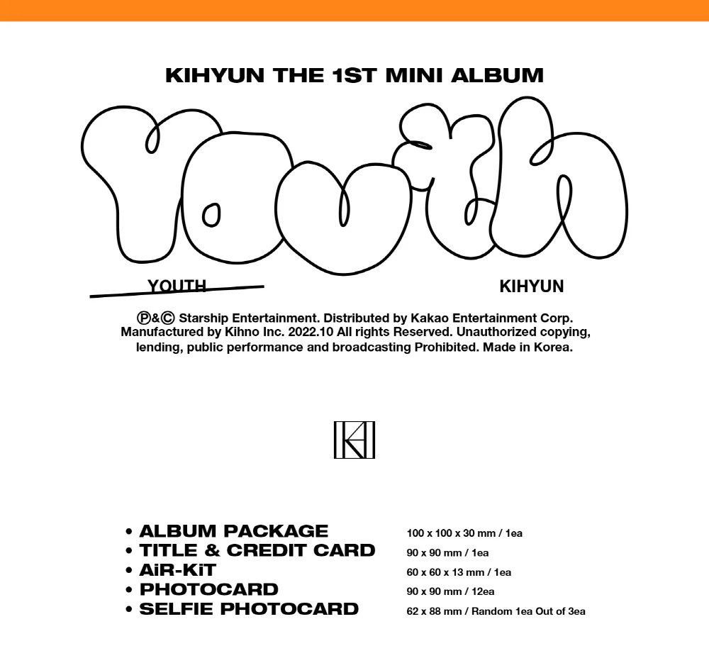 [KIHNO KIT] KIHYUN MONSTA X - YOUTH (1st Mini Album) - Image 2
