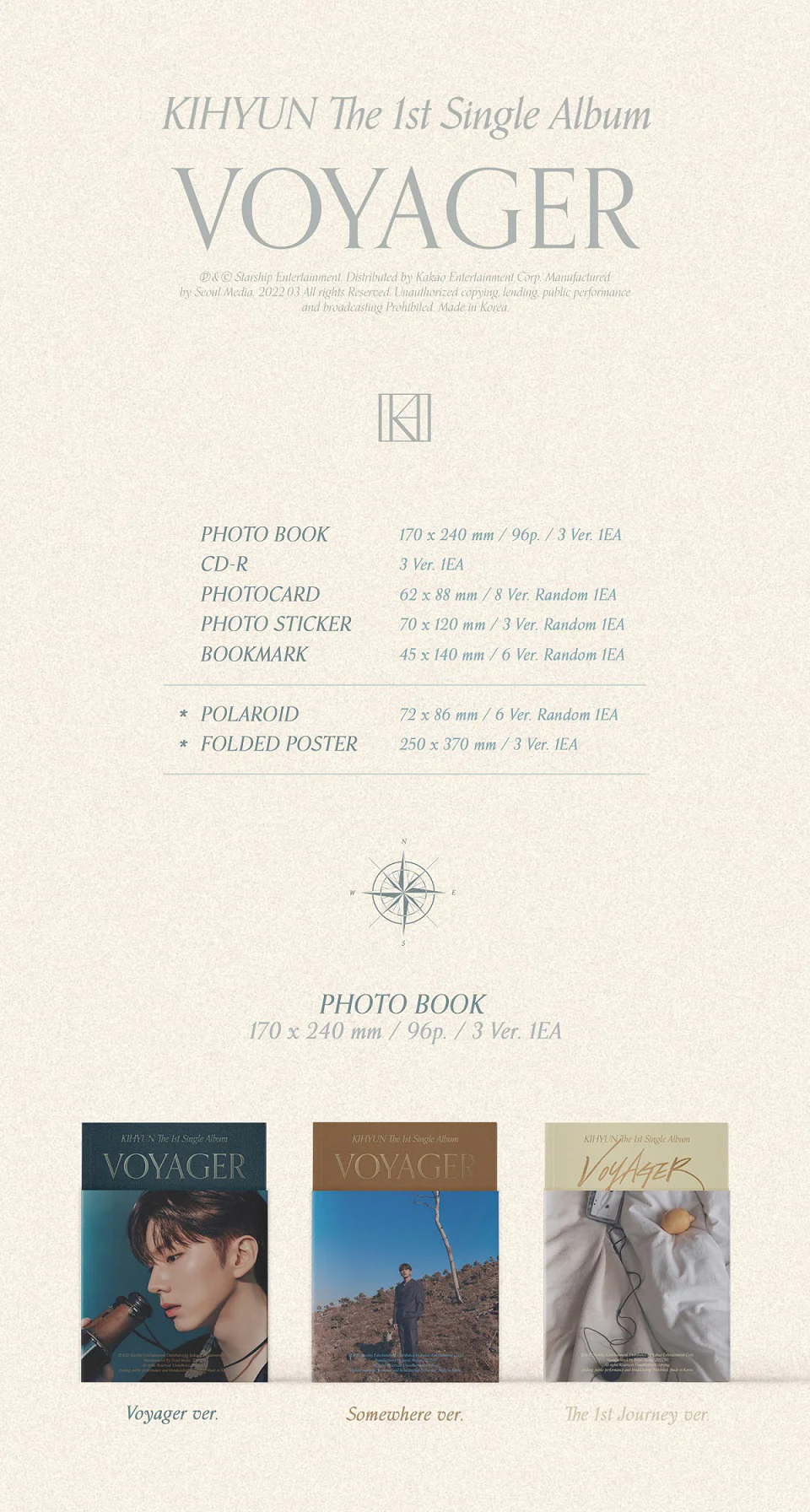 KIHYUN MONSTA X - VOYAGER (1st Single) AlbumExtra Photocards Set (Random ver.) - Image 2