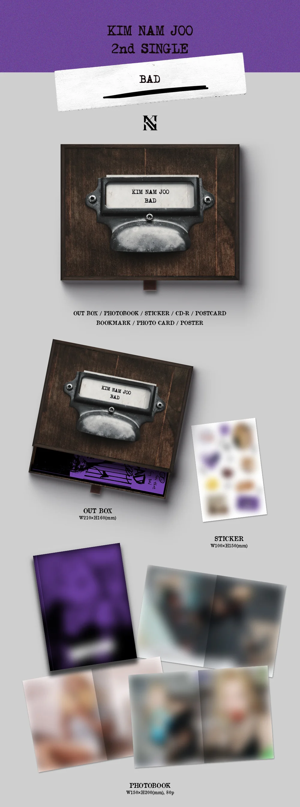 Kim Nam Joo Apink - BAD (2nd Single Album) CD - Image 2