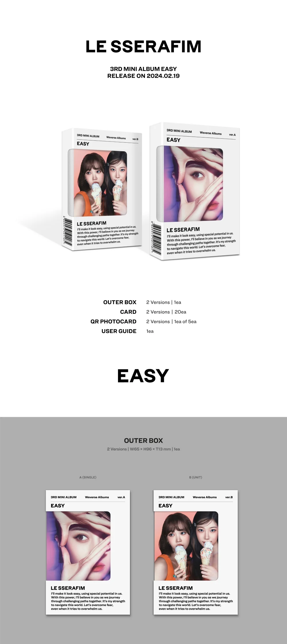 LE SSERAFIM - 3rd Mini Album EASY [Weverse Albums ver.] - Image 2