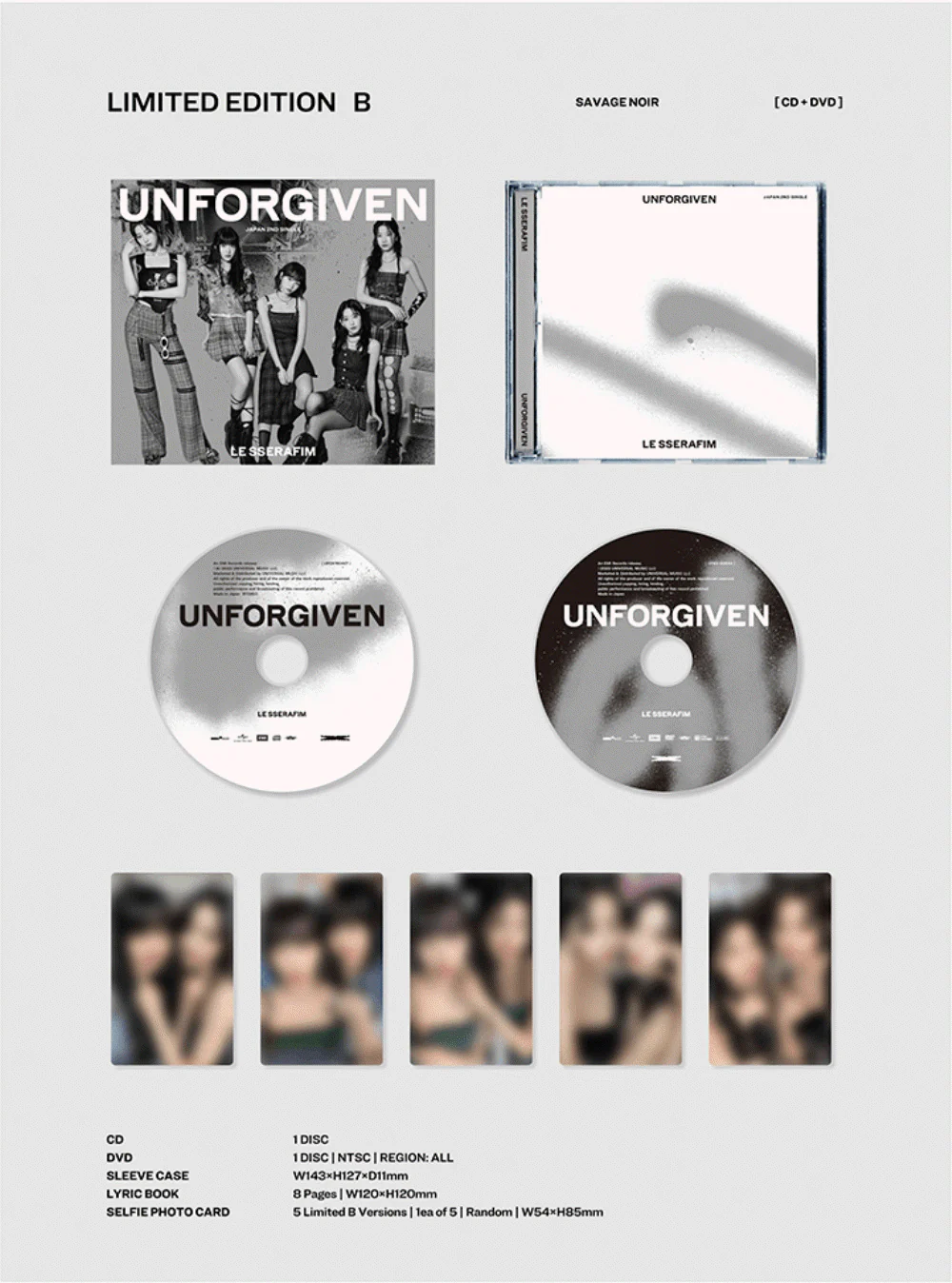 LE SSERAFIM  - JAPAN 2nd Single [UNFORGIVEN] Limited Edition B [CD+DVD] - Image 2