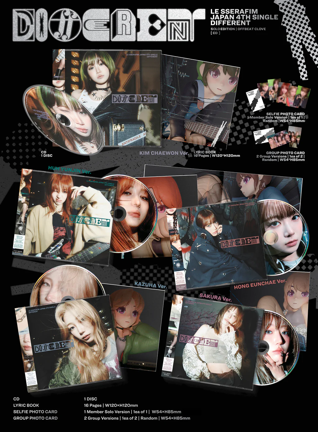 LE SSERAFIM - JAPAN 4th Single DIFFERENT [Solo Jacket Limited Edition] - Image 2