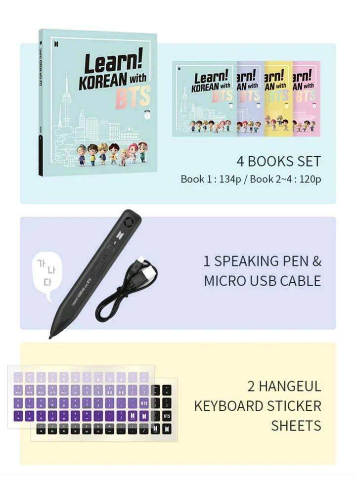 Learn! Korean with BTS Official 4 Books + Speaking Pen Package - Image 4