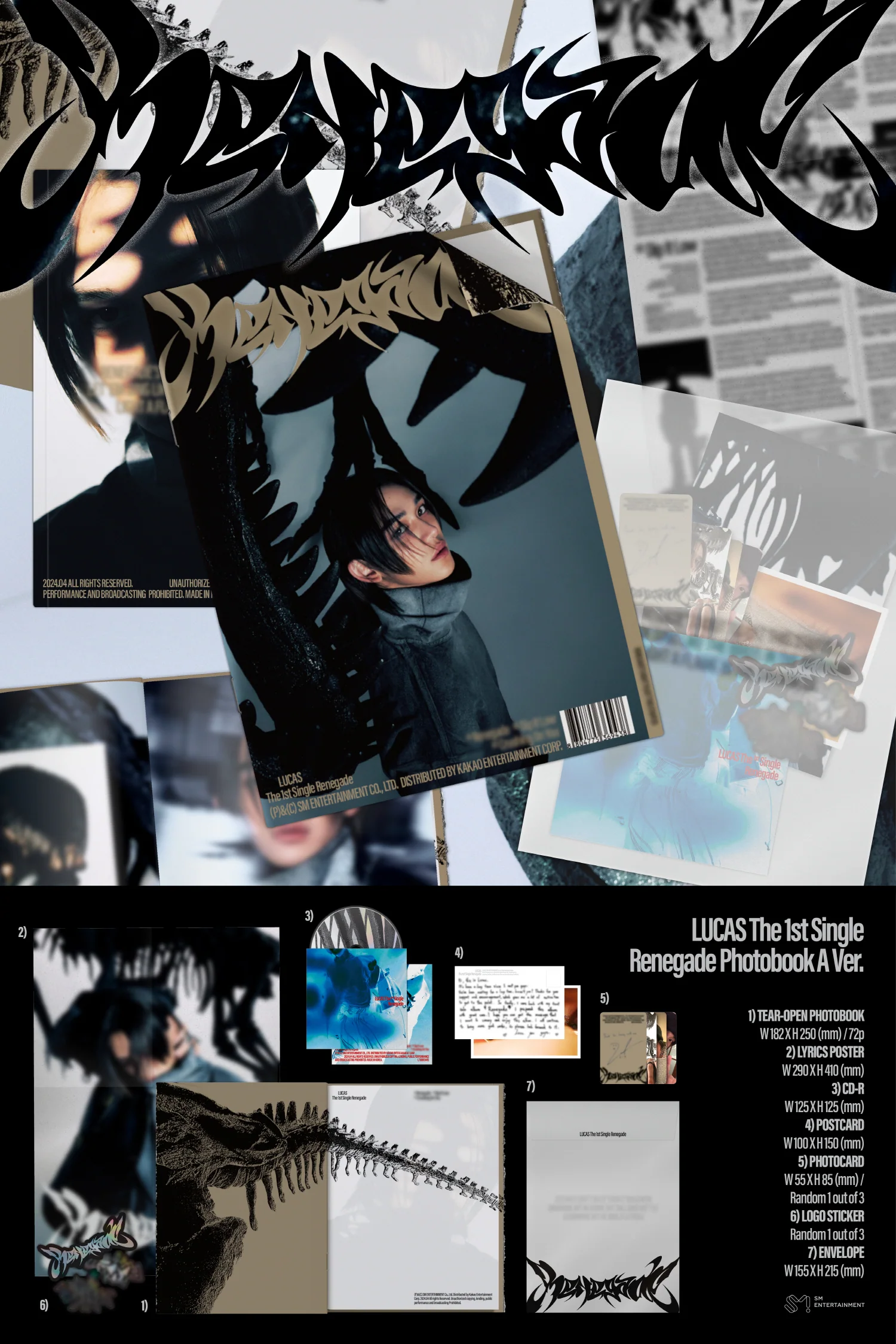 LUCAS - 1st Single Album Renegade [Photo Book Ver.] - Image 2