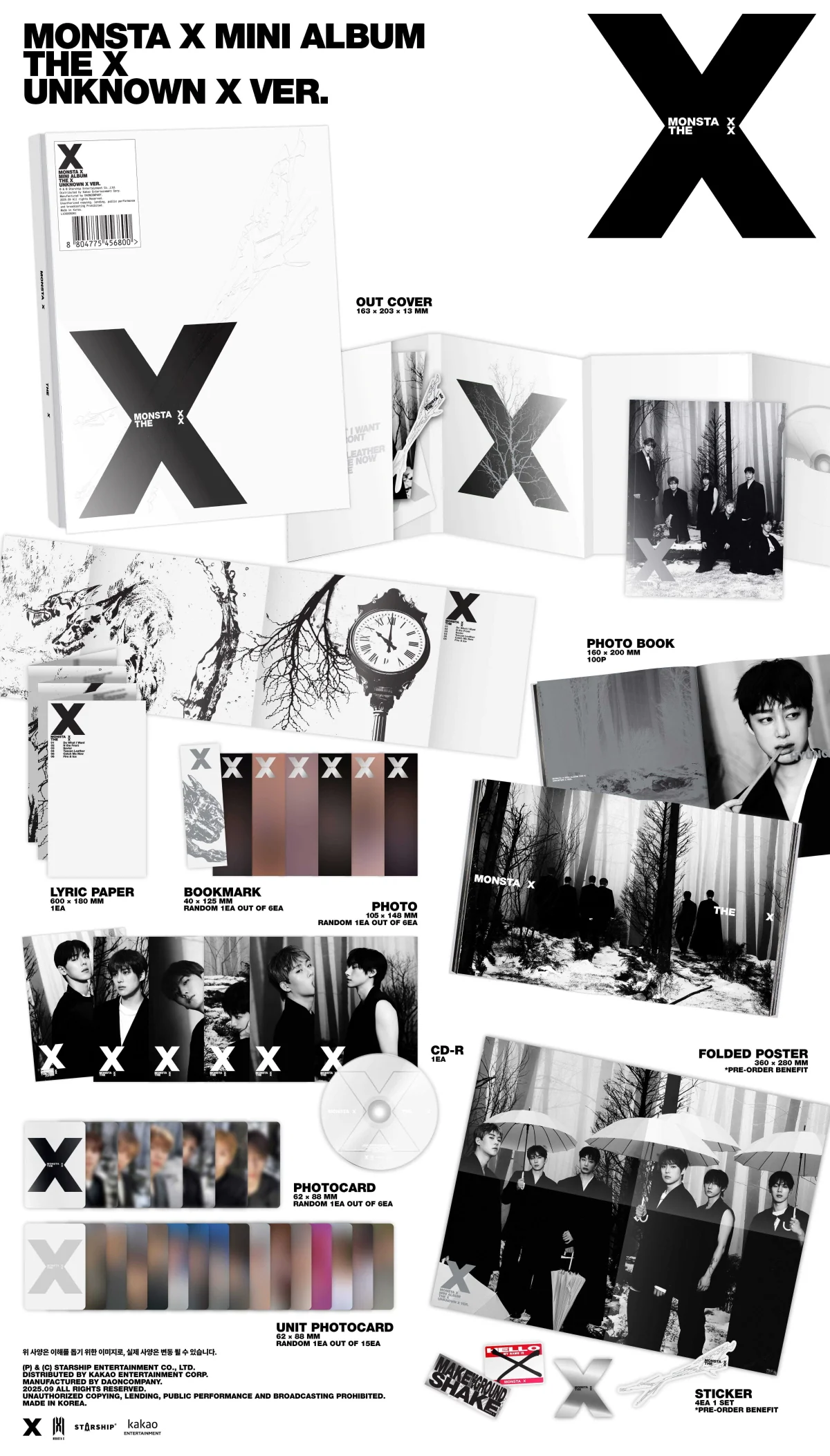 Monsta X - 13th Mini Album The X CD+Extra Photocards Set - Image 2