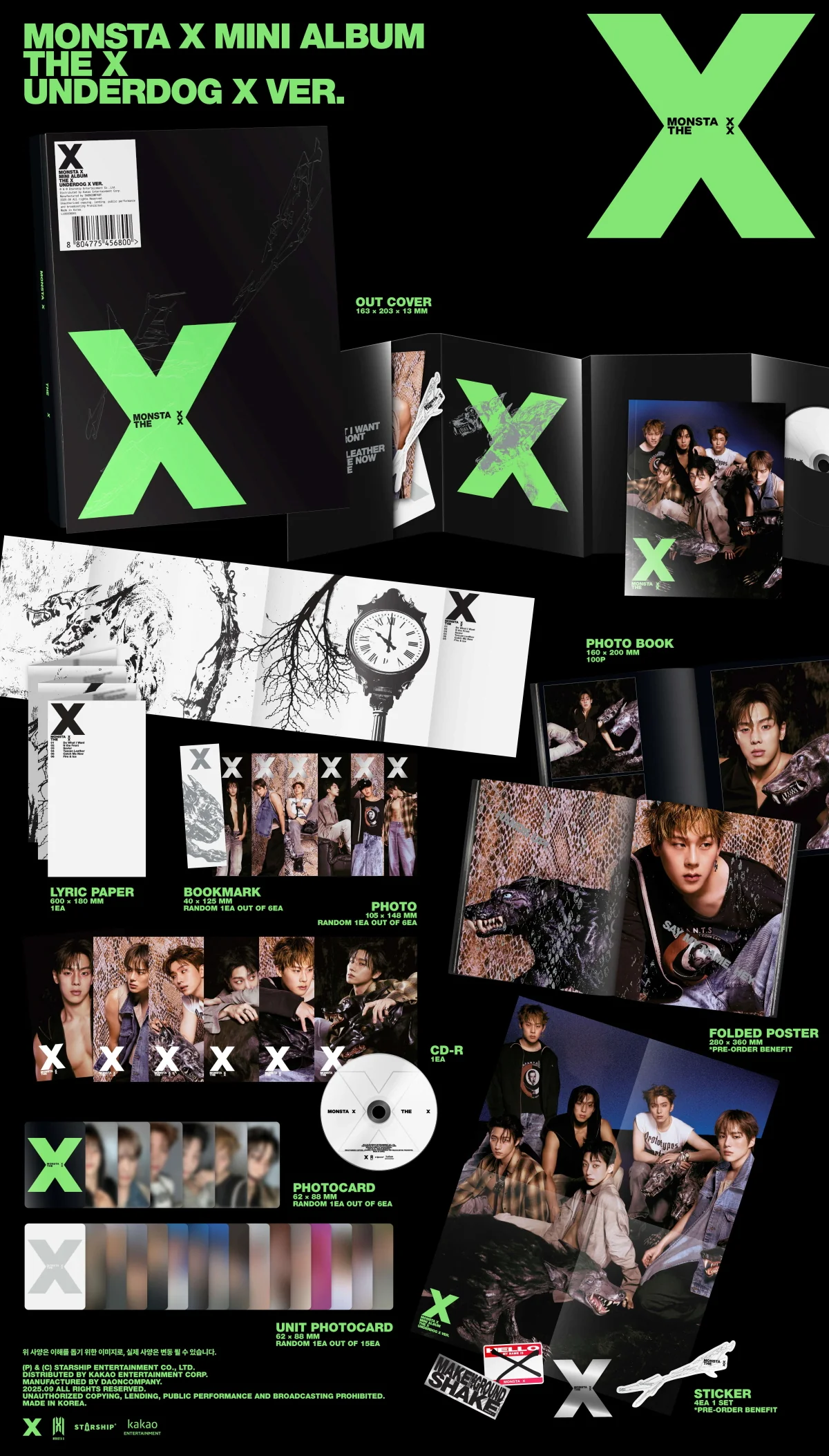Monsta X - 13th Mini Album The X CD+Extra Photocards Set - Image 3