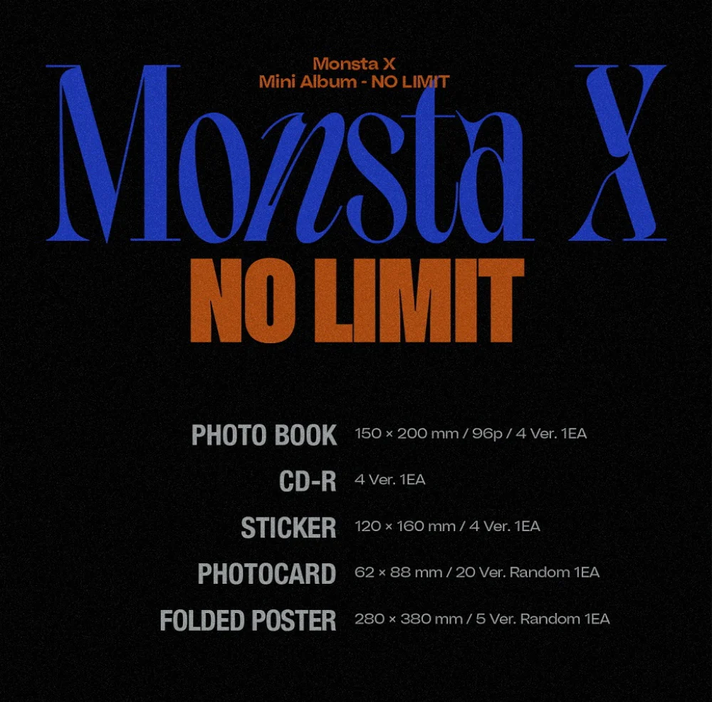 MONSTA X - NO LIMIT (10th Mini Album) Album+Extra Photocards Set - Image 2