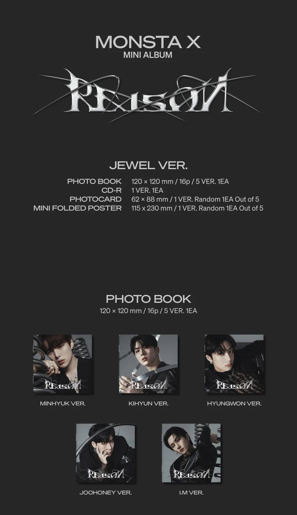 MONSTA X - REASON [Jewel ver.] 12th Mini Album+Free Gift - Image 2