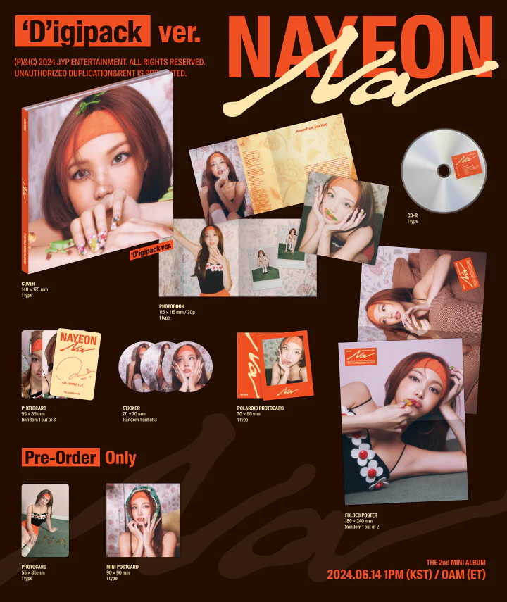 NAYEON TWICE - 2nd Mini Album Na Digipack version CD+Pre-Order Gift - Image 2