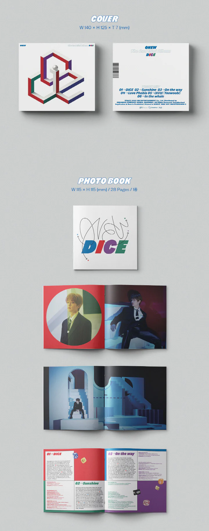 ONEW SHINee - DICE Digipack ver. (2nd Mini Album) Album+Extra Photocards Set - Image 3
