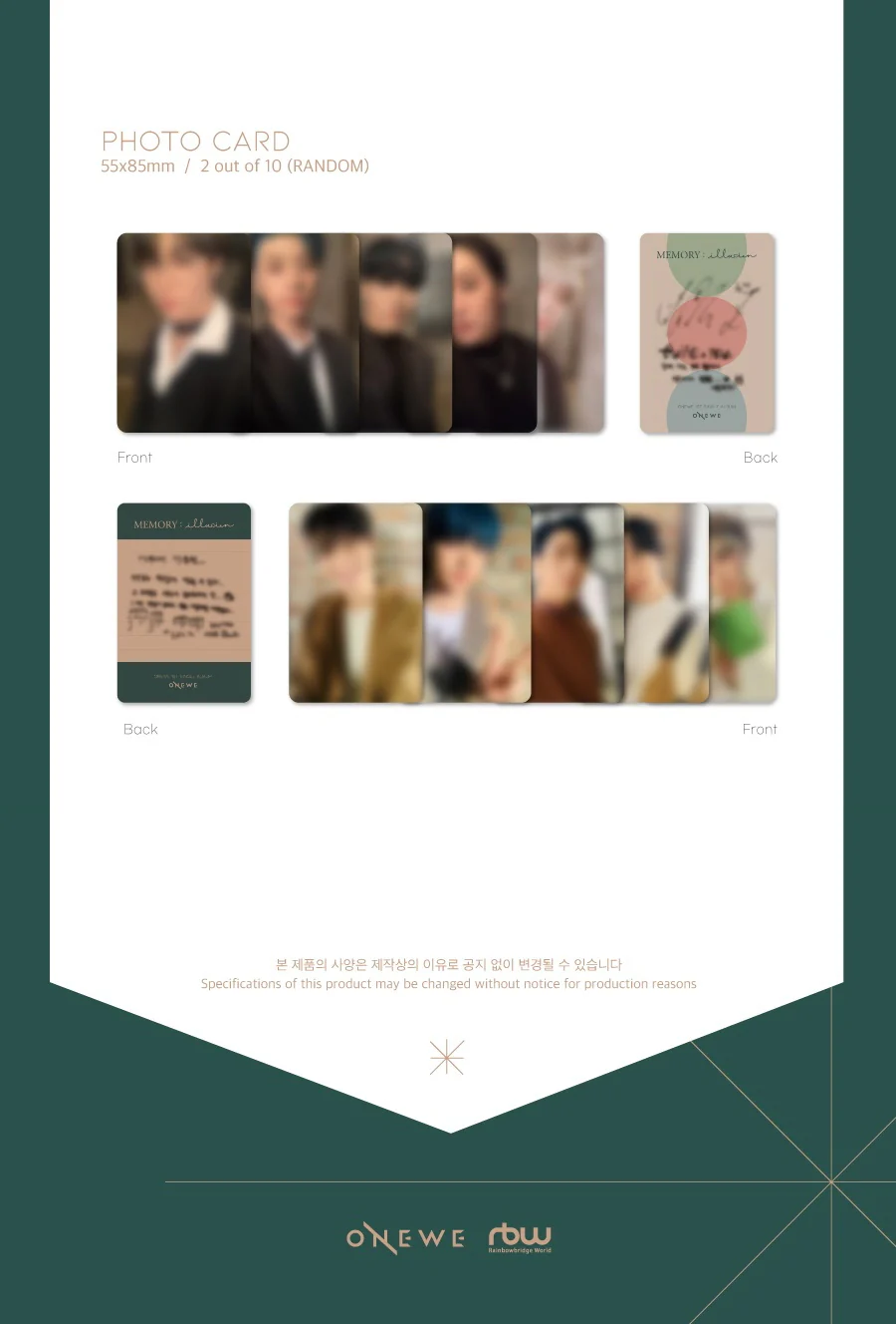 ONEWE - Memory : Illusion (1st Single Album) Album+Extra Photocards Set - Image 5