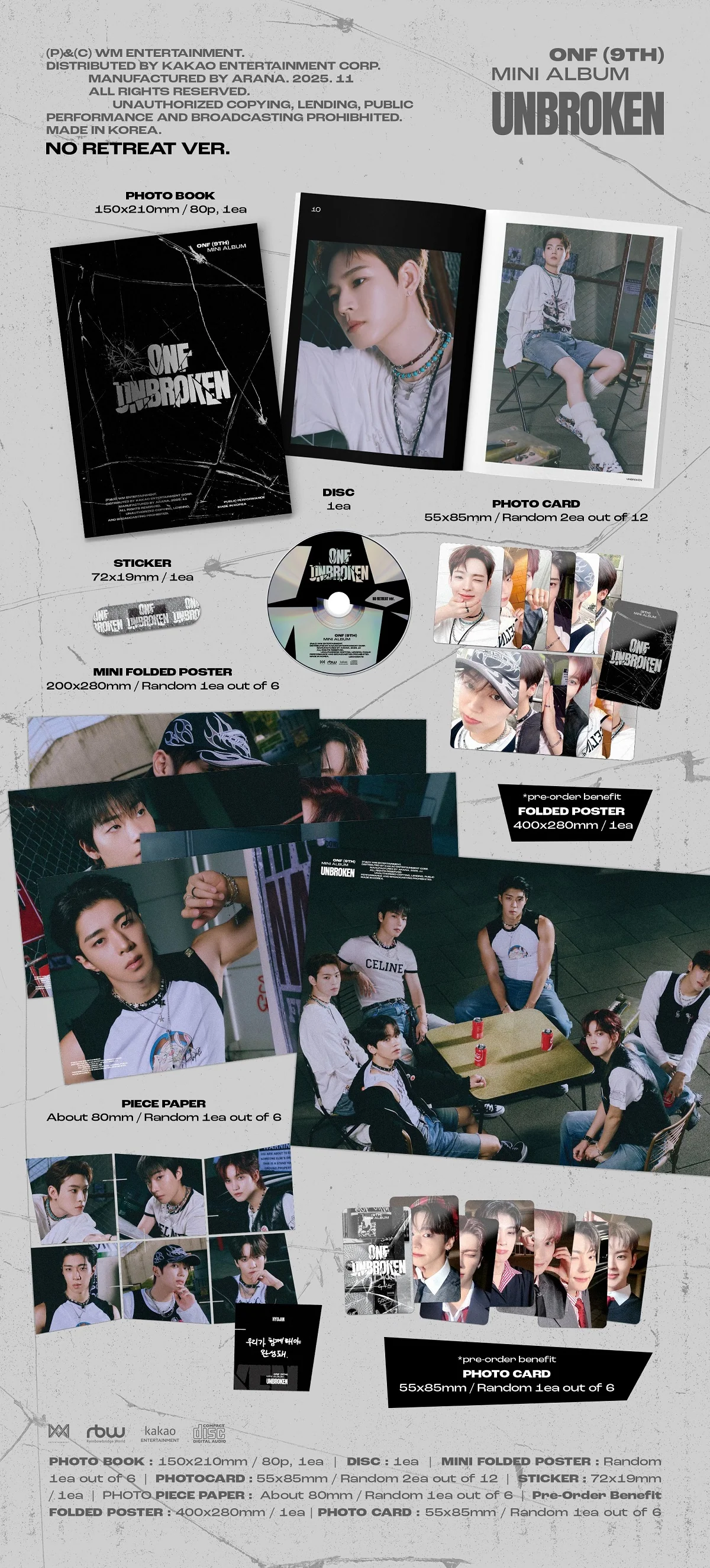 Onf - 9th Mini Album Unbroken CD+Pre-Order Gift - Image 3